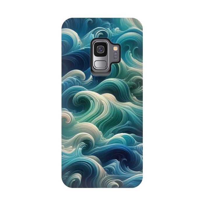 Galaxy S9 StrongFit Blue Swirling Waves by JohnnyVillas