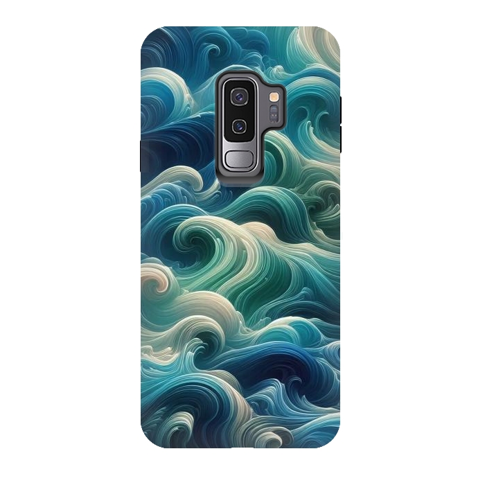 Galaxy S9 plus StrongFit Blue Swirling Waves by JohnnyVillas
