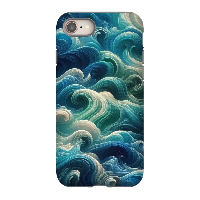 iPhone 8 StrongFit Blue Swirling Waves by JohnnyVillas