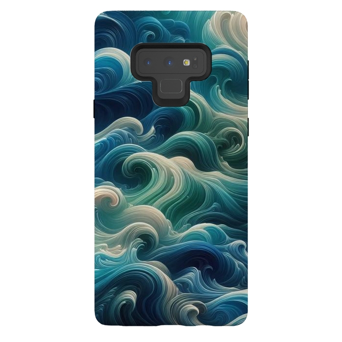 Galaxy Note 9 StrongFit Blue Swirling Waves by JohnnyVillas