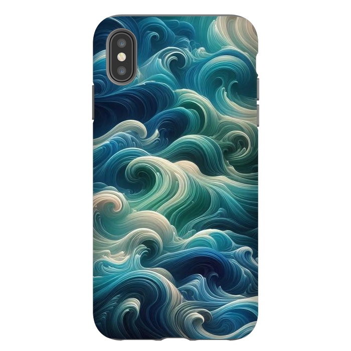 iPhone Xs Max StrongFit Blue Swirling Waves by JohnnyVillas