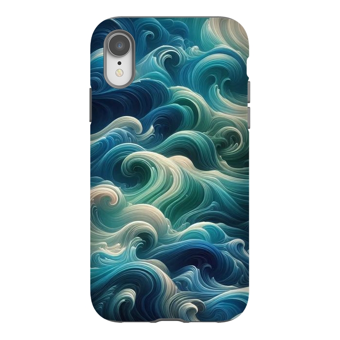 iPhone Xr StrongFit Blue Swirling Waves by JohnnyVillas