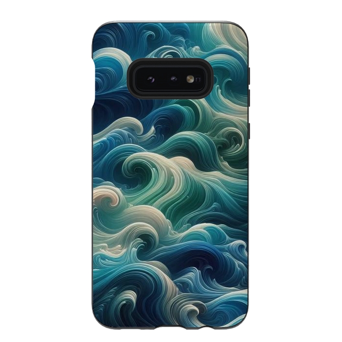 Galaxy S10e StrongFit Blue Swirling Waves by JohnnyVillas