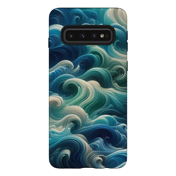 Galaxy S10 StrongFit Blue Swirling Waves by JohnnyVillas