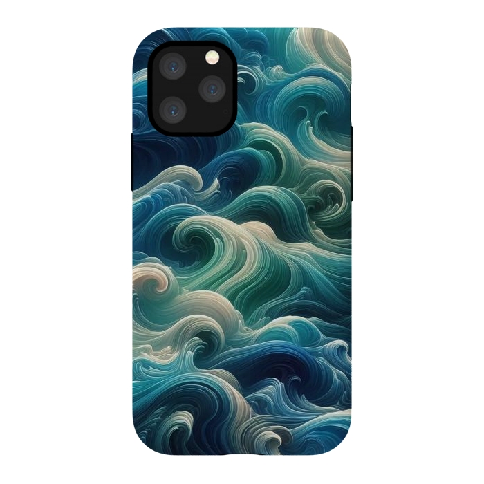 iPhone 11 Pro StrongFit Blue Swirling Waves by JohnnyVillas