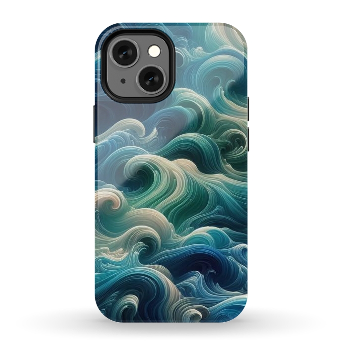 iPhone 12 mini StrongFit Blue Swirling Waves by JohnnyVillas