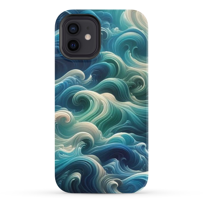 iPhone 12 StrongFit Blue Swirling Waves by JohnnyVillas