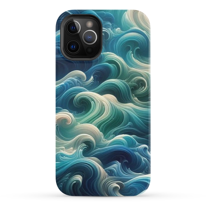 iPhone 12 Pro StrongFit Blue Swirling Waves by JohnnyVillas