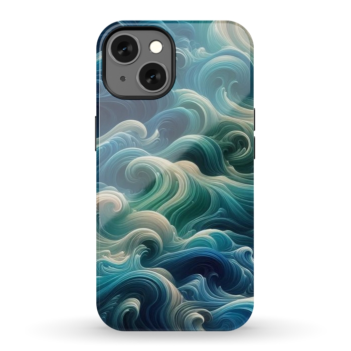 iPhone 13 StrongFit Blue Swirling Waves by JohnnyVillas