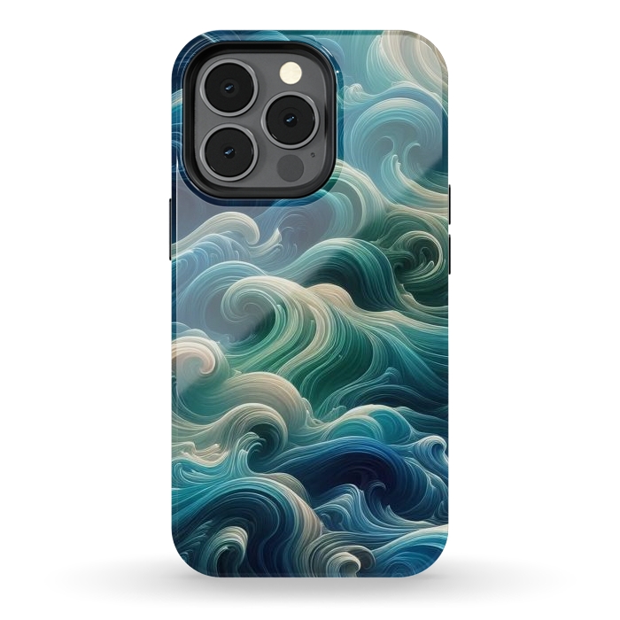 iPhone 13 pro StrongFit Blue Swirling Waves by JohnnyVillas