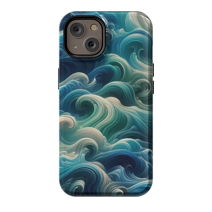 iPhone 14 StrongFit Blue Swirling Waves by JohnnyVillas