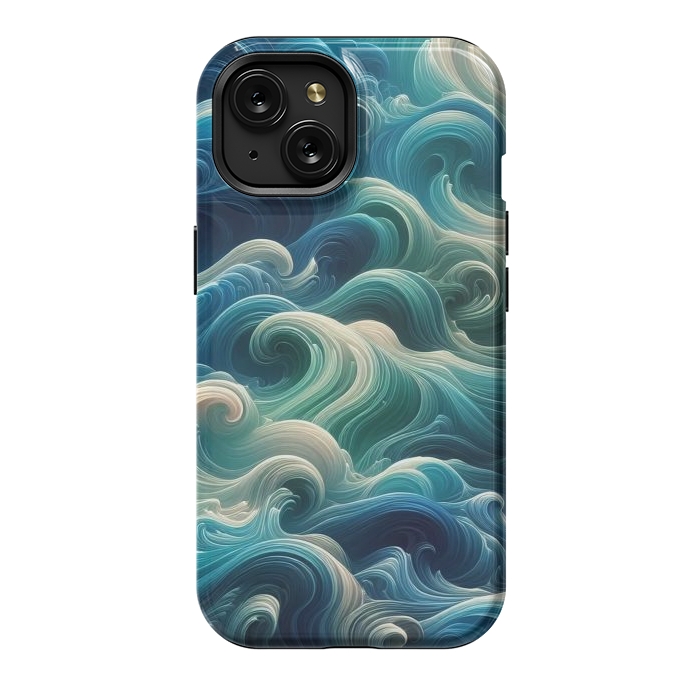 iPhone 15 StrongFit Blue Swirling Waves by JohnnyVillas