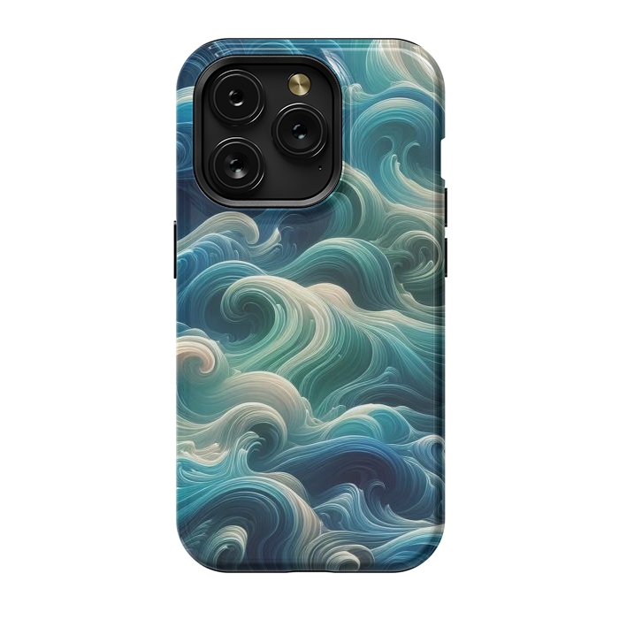 iPhone 15 Pro StrongFit Blue Swirling Waves by JohnnyVillas