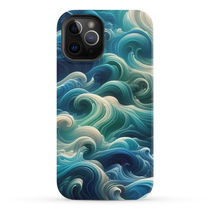 iPhone 12 Pro Max StrongFit Blue Swirling Waves by JohnnyVillas