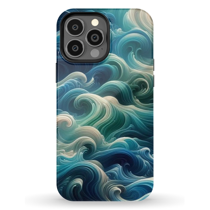 iPhone 13 Pro Max StrongFit Blue Swirling Waves by JohnnyVillas