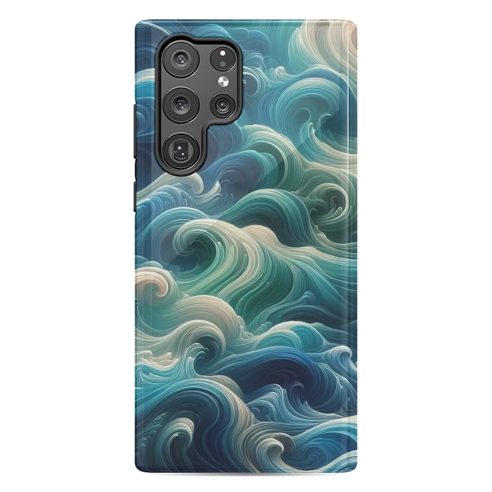 Galaxy S22 Ultra StrongFit Blue Swirling Waves by JohnnyVillas