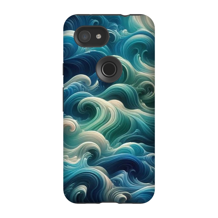 Pixel 3A StrongFit Blue Swirling Waves by JohnnyVillas