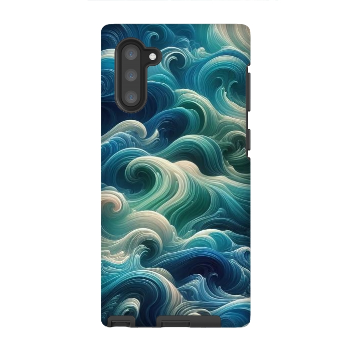 Galaxy Note 10 StrongFit Blue Swirling Waves by JohnnyVillas
