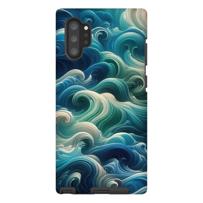 Galaxy Note 10 plus StrongFit Blue Swirling Waves by JohnnyVillas
