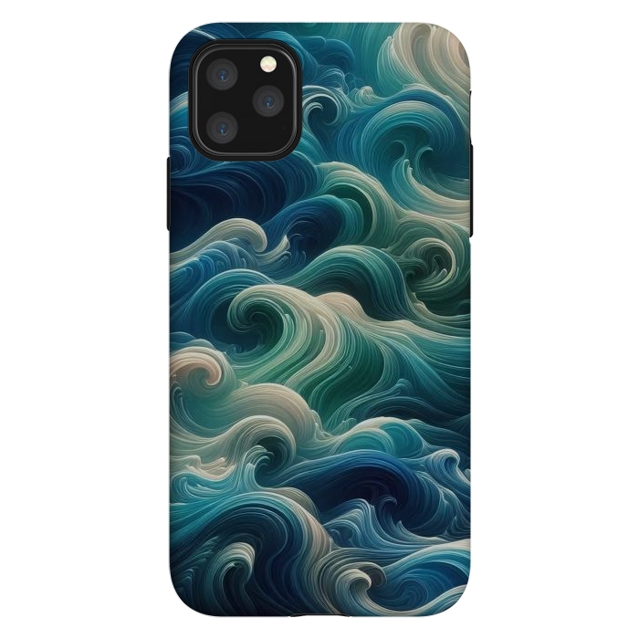 iPhone 11 Pro Max StrongFit Blue Swirling Waves by JohnnyVillas