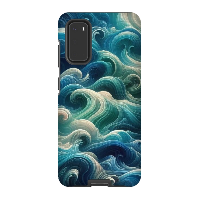 Galaxy S20 StrongFit Blue Swirling Waves by JohnnyVillas