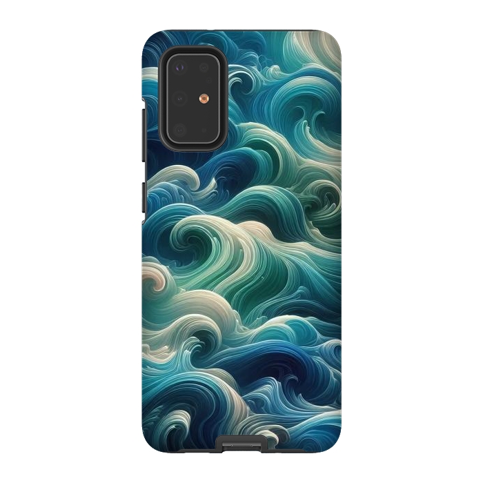 Galaxy S20 Plus StrongFit Blue Swirling Waves by JohnnyVillas