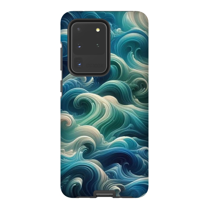 Galaxy S20 Ultra StrongFit Blue Swirling Waves by JohnnyVillas
