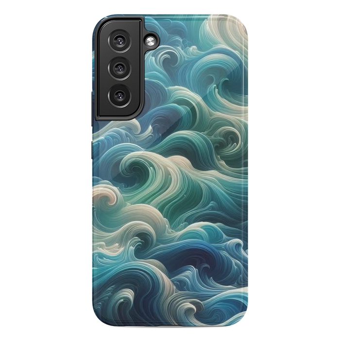 Galaxy S22 plus StrongFit Blue Swirling Waves by JohnnyVillas