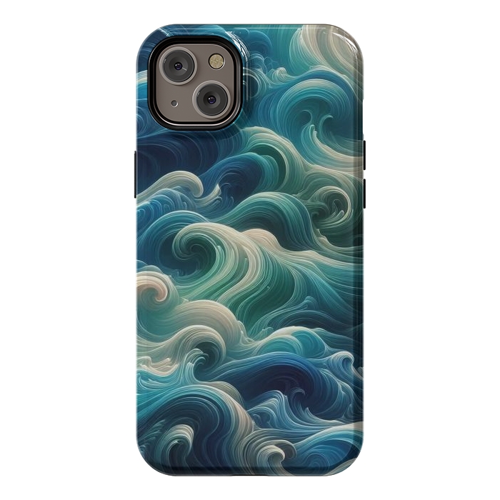 iPhone 14 Plus StrongFit Blue Swirling Waves by JohnnyVillas