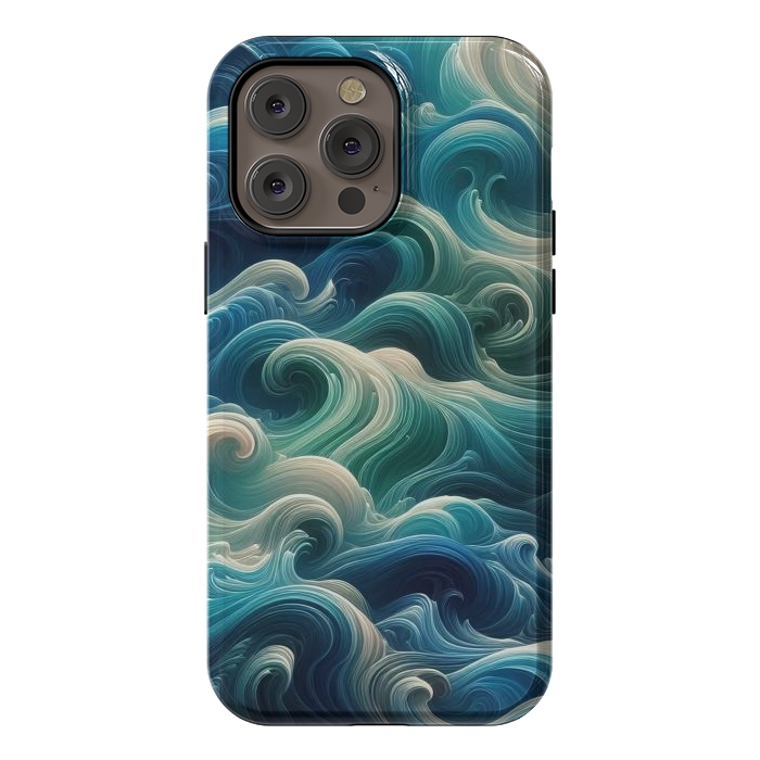 iPhone 14 Pro max StrongFit Blue Swirling Waves by JohnnyVillas