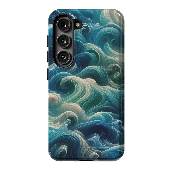Galaxy S23 StrongFit Blue Swirling Waves by JohnnyVillas