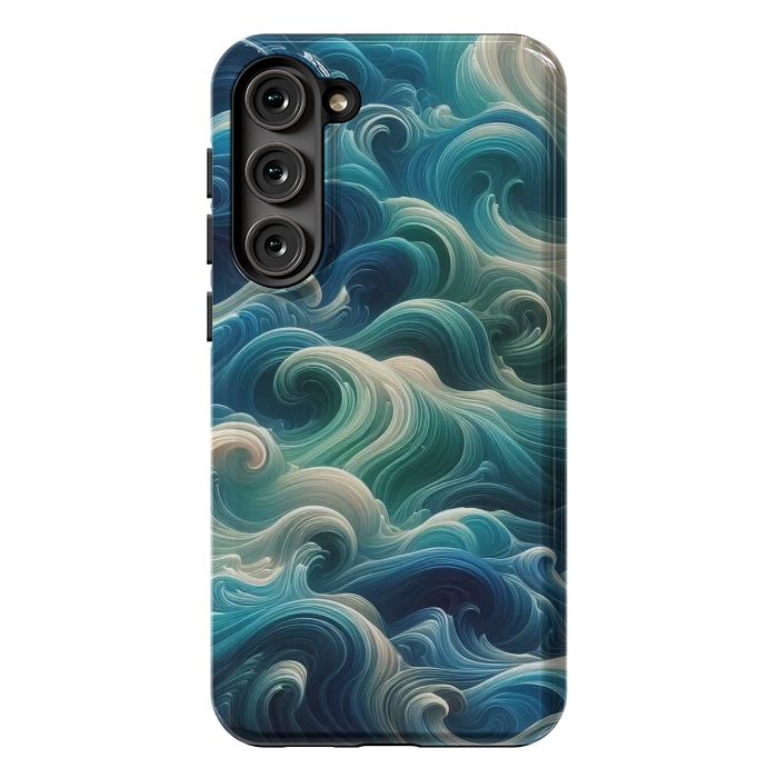 Galaxy S23 Plus StrongFit Blue Swirling Waves by JohnnyVillas