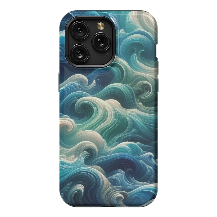 iPhone 15 Pro Max StrongFit Blue Swirling Waves by JohnnyVillas