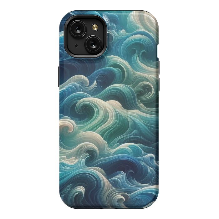 iPhone 15 Plus StrongFit Blue Swirling Waves by JohnnyVillas