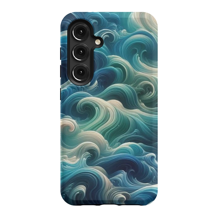 Galaxy S24 StrongFit Blue Swirling Waves by JohnnyVillas