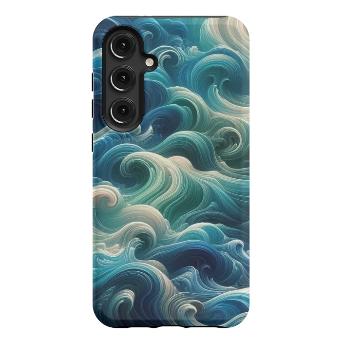 Galaxy S24 Plus StrongFit Blue Swirling Waves by JohnnyVillas