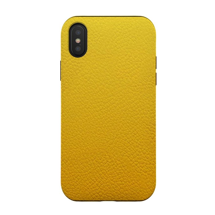 iPhone Xs / X StrongFit Yellow Leather by JohnnyVillas