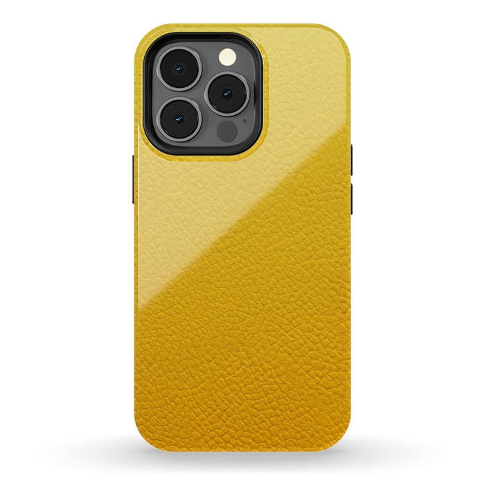 iPhone 13 pro StrongFit Yellow Leather by JohnnyVillas