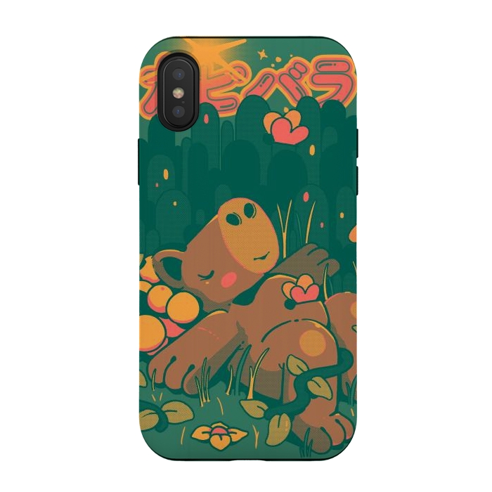 iPhone Xs / X StrongFit Nature Capybara Vibes by Ilustrata
