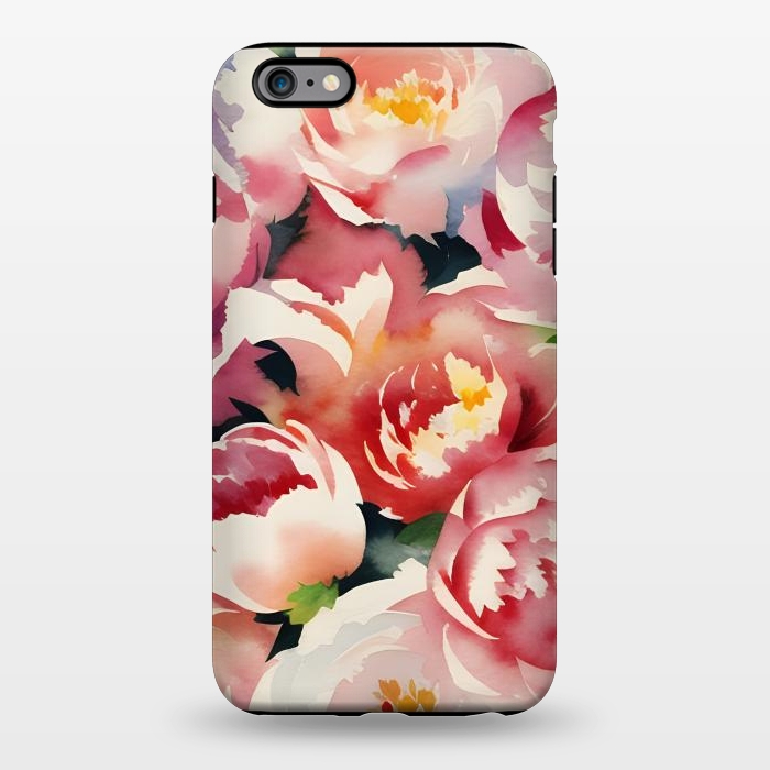 iPhone 6/6s plus StrongFit Watercolour painted rose bouquet - pink peonies by Oana 