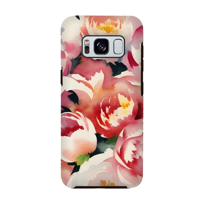 Galaxy S8 StrongFit Watercolour painted rose bouquet - pink peonies by Oana 