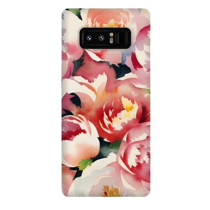 Galaxy Note 8 StrongFit Watercolour painted rose bouquet - pink peonies by Oana 