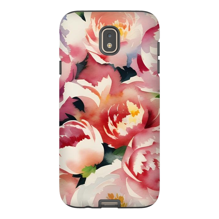 Galaxy J7 StrongFit Watercolour painted rose bouquet - pink peonies by Oana 