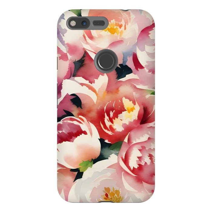 Pixel XL StrongFit Watercolour painted rose bouquet - pink peonies by Oana 