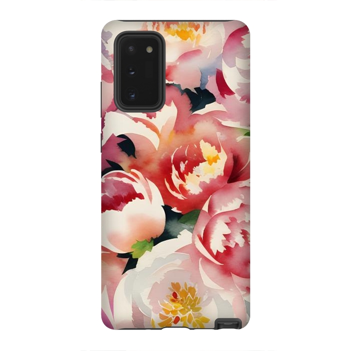 Galaxy Note 20 StrongFit Watercolour painted rose bouquet - pink peonies by Oana 