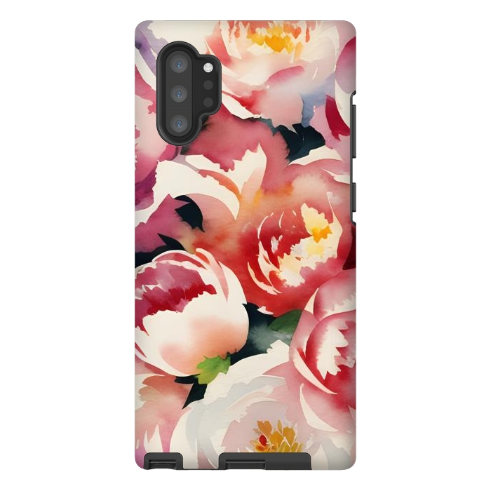 Galaxy Note 10 plus StrongFit Watercolour painted rose bouquet - pink peonies by Oana 