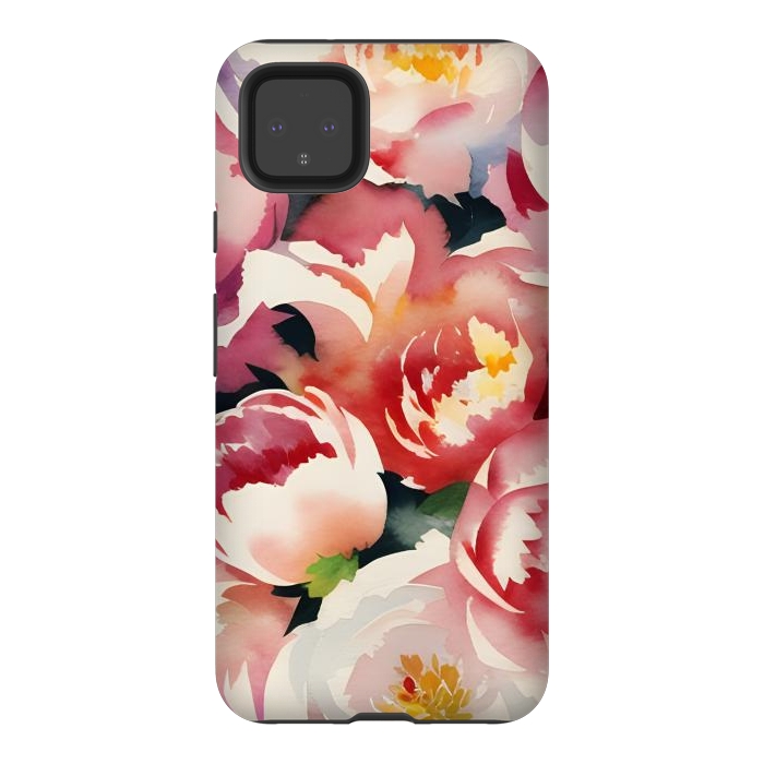 Pixel 4XL StrongFit Watercolour painted rose bouquet - pink peonies by Oana 