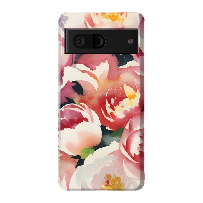 Pixel 7 StrongFit Watercolour painted rose bouquet - pink peonies by Oana 