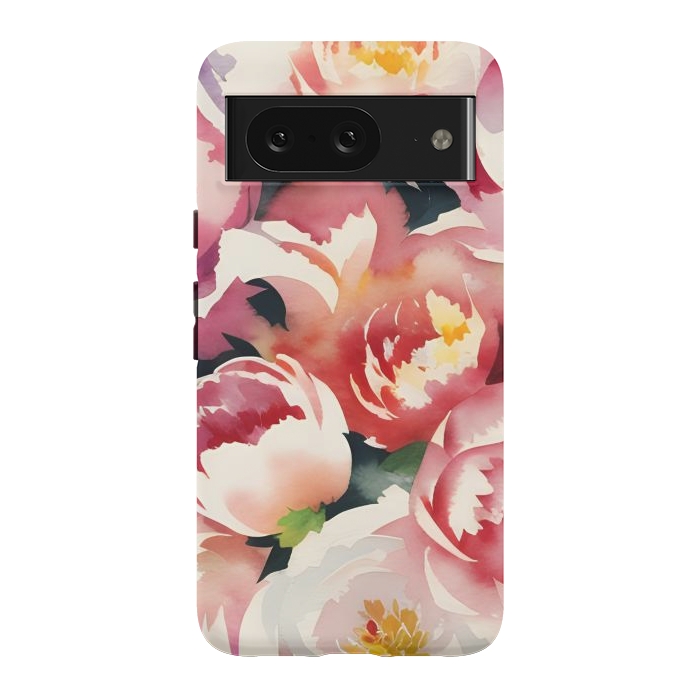 Pixel 8 StrongFit Watercolour painted rose bouquet - pink peonies by Oana 