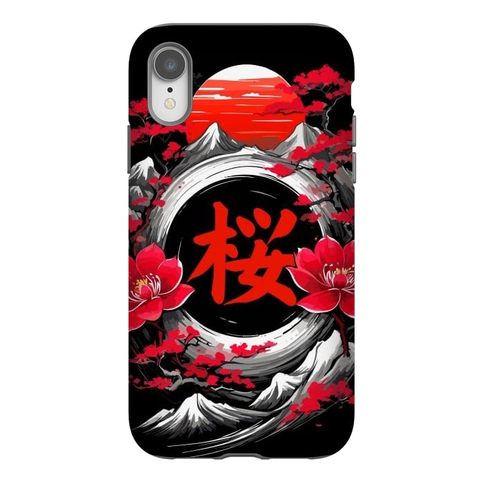 iPhone Xr StrongFit Cherry trees of Mount Fuji by LM2Kone